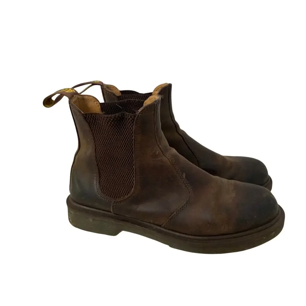Dr Martens Chelsea Boots Mens Size 7 Crazy Horse Brown Leather 2976